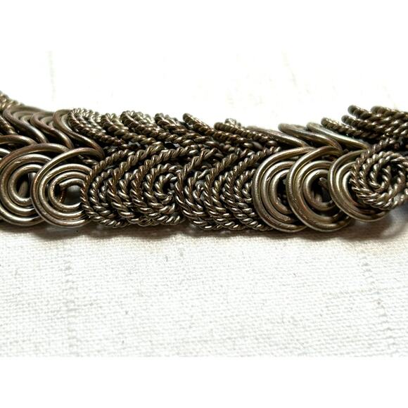 Vintage Egyptian Revival Interlocking Coil Collar Necklace 18in - Picture 6 of 10